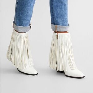 Fringe White Cowboy Boots